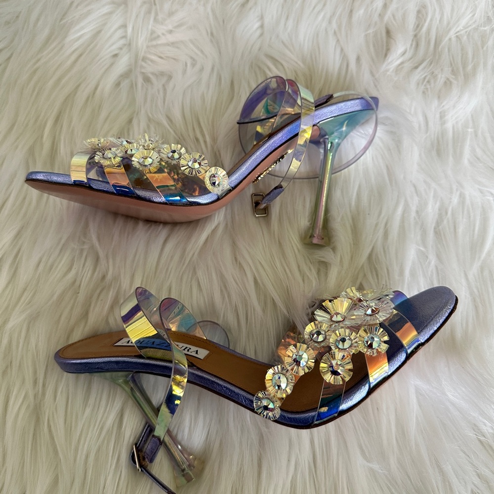 Aquazzura
Meteorite PVC Embellished Ankle-Strap Sandals - Picture 10 of 13